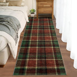Garvee Washable 2x6 Runners Rug Non Slip Bath Mat Soft Bedroom Rug Tartan Plaid Runner Farmhouse Kitchen Rugs 2'x6' Red&Green - Red & Green