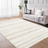Garvee Washable Area Rugs 4x6 Rug for Living Room Bohemian Rug Soft Rug Throw Rugs for Bedroom Rug Modern Rug Moroccan Rug Geometric Nursery Rug Classroom Rug No Shedding Carpet Brown 4'x6' - Tan & Ivory