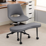 Garvee Ergonomic Kneeling Chair, Cross Legged Office Chair with Wheels & Lumbar Support, Wide Criss Cross Chair, Adjustable Height Meditation Yoga Chair for ADHD & Desk Work, Gray - Gray