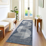 Garvee Washable Runner Rug 2x6 Non Slip Modern Hallway Rug Runner Blue Faux Wool Low Pile Carpet for Bedroom Kitchen Laundry Entrance - Blue