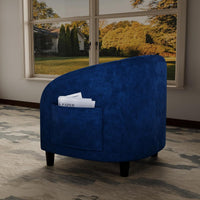Garvee Accent Chair Armchair for Living Room Barrel Club Chair with Soft Padded Seat & Sturdy Legs for Bedroom Waiting Room Reception Chairs, Navy Blue