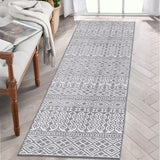 Garvee Machine Washable Runner Rug 2x8 Geometric Kitchen Rug Runner Soft Thin Hallway Runner Non Slip Low Pile Bedroom Throw Carpet Long Entryway Runner Non Slip Laundry Bathroom Rug, Grey - Gray