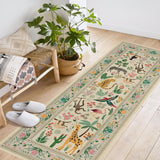 Garvee 2x6 Washable Kitchen Runner Rug With Non Slip Backing, Soft Low Pile Vintage Animal Design For Hallway, Bedroom, Kitchen, Entryway, Beige - Beige
