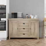 Garvee Oak Buffet Sideboard with 3 Drawers, 2 Doors for Kitchen Storage