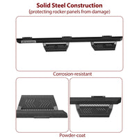 Garvee Running Boards Drop Side Steps for 2007-2018 Chevy Silverado Sierra 1500 Crew Cab; 2007-2019 2500 3500HD Crew Cab, Textured Black Truck Nerf Bars