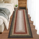 Garvee Bordered Crimson/Earthy 2x10 Long Hallway Runner Rug Braided Print Mat Kitchen Runner Rug with Rubber Backing Washable Farmhouse Runner Carpet Rustic Accent Area Rug for Living Room Bedroom Bathroom - Crimson/Earthy