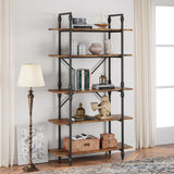 Garvee 5 Tier Bookshelf, 67.9” Tall Bookcase with 5 Open Book Shelves, Vintage Bookshelves and Bookcases with Roman Column, Large Display Shelves for Home Office, Study Room, Living Room-Rustic Brown - Brown