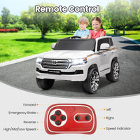 Garvee Ride - P Series: 12V Toyota Land Cruiser Kids' Car: Remote, LED, 3 Speeds, Dual 45W Motors, USB Music, Seat Belt, CPC & ASTM Approved - White