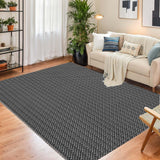 Garvee Soft Area Rugs 8x10 Machine Washable Modern Printed Carpet with Non-Slip Backing, Non-Shedding Contemporary Woven-Style Living Room Rugs for Bedroom, Office, Black - Black