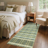 Garvee 2x6 Green Plaid Runner Rug Washable Non Slip Low Pile Kitchen Hallway Entryway Carpet Soft Farmhouse Checkered Rug - Green