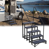 Garvee Portable 5-Step RV Stairs with Handrails, Non-Slip Mats for Travel Trailers, Campers, Hot Tubs, Porch, Pool, Pets - Heavy-Duty, Stable, Waterproof - Black