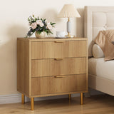 Garvee Walnut Dresser, Modern 3 Drawer Dresser for Bedroom with Gold Handle and Large Drawer, Wood Double Chest of Drawers and Storage Organizer for Living Room, Hallway, Entryway - Walnut