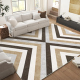 Garvee Machine Washable Area Rug for Living Room, 5 x 7 Feet Washable Shag Bedroom Carpet Modern Low Pile Rugs for Dorm Nursery Kids Room Home Decor,Brown - Brown