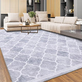 Garvee Moroccan Geometric Large Rug 8x10 Rug Non Slip Rubber Backing Rug Washable Bedroom Rug Non Shedding Accent Carpet for Living Room, Light Grey - Gray