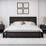 Garvee King Bed Frame With Headboard, Industrial Platform Bed Frame With 4 Storage Drawers and Charge Station, Strong Metal Slats Support, No Box Spring Needed, Noise Free, Easy Installation, Grey - Grey