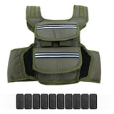 Garvee Weighted Vest 25 LBS Adjustable with Shoulder Pads Reflective Stripe Pockets for Running Walking Home Gym Green