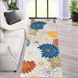 Garvee Floral Runner Rug 2x6 Washable Floral Runner Rugs Non-Slip Laundry Room Rug Throw Low-Plie Entryway Rug Beige Floral Print Carpet Runner for Bedroom Bathroom Living Room - Beige