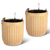 Garvee 14.5 Inch Tall Planters Set of 2 Flower Pots with a Water Level Monitor, Self Watering Insert and Hidden Wheels, Ideal for Living Room, Bedroom Office, Patio, Porch, Garden, Gold - Gold