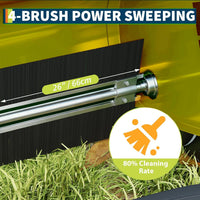 Garvee 21" Push Lawn Sweeper with 4-Brush System, Heavy Duty Steel Yard Leaf Collector, Adjustable Height, 3.5 Cu Ft Bag, Manual Grass & Lawn Cleaner Yellow
