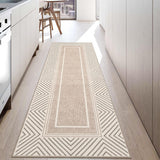 Garvee Bordered Runner Rug 2x6 Entryway Runner Rug Washable Hallway Runners Ultra-Thin Low Pile Floor Mat Non Slip Accent Carpet Modern Non-Shedding Long Rug Bedroom Bedside Laundry Kitchen Khaki - Light Brown