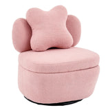 Garvee 360° Swivel Armchair with Storage, Teddy Velvet Accent Chair with Pillow, Ergonomic Design, 300 Lbs Capacity, Easy Assembly, Modern Lounge Chair for Living Room, Bedroom & Office, Pink - Pink