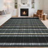 Garvee Checkered Area Rug 5x7, Washable Non Slip Plaid Rug for Living Room, Bedroom, Dining Room, Black - Black