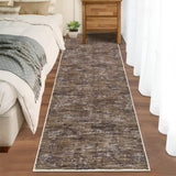 Garvee Solid Brown 2.5x8 Modern Runner Rugs Stain Resistant Washable Kitchen Runner Carpet ith Rubber Backing Low Pile Contemporary Entryway Mat Ultra Soft Rug for Living Room Bedroom - Brown