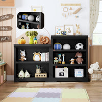 Garvee 3 Tier Bookshelf, 39.4" Tall Farmhouse Bookcase with Adjustable Shelves, 31.5" W Floor Standing Open Display Storage Rack with Anti-Slip Design for Home Office, Balcony, Library, Study / Living Room, Black