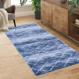 Garvee Area Rug Washable Rugs for Living Room Modern Abstract Lines Area Rug for Bedroom Contemporary Distressed Geometric Office Rug Low Pile Neutral Soft Nursery Rug 2'x6' Blue - Blue