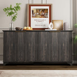Garvee 61" Large Buffet Sideboard Cabinet with 4 Fluted Doors and Storage, Modern Kitchen Storage Cabinet with Adjustable Shelves, Farmhouse Coffee Bar Cabinet for Kitchen, Living Room, Dark Oak - Dark Oak