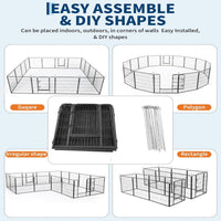 Garvee Outdoor Dog Playpen, Heavy Duty Metal Pet Exercise Pen, Metal Dog Fence with Gate, Pet Fence for Large/Small Dogs, Portable Dog Fence for RV Camping, Yard, Garden,32"H, 16 Panels