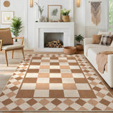 Garvee 8x10 Modern Home Decor Kitchen Frame Area Rug Brown Washable Non Shedding Floorcover - Beige & Natural