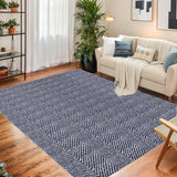 Garvee 9x12 Large Living Room Rug for Bedroom Contemporary Non-Slip Non-Shedding Area Rugs Washable Mid-Century Minimalist Low-Pile Indoor Floor Carpet for Dining Room Nursery, Blue - Blue