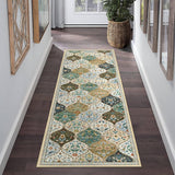 Garvee Floral 2x6 Beige and Taupe Runner Rug Moroccan Trellis Washable Hallway Runner Rug, Stain Resistant Non-Slip Distressed Floral Runner Entrance Carpet for Bedroom Laundry Kitchen Entryway - Beige/Taupe