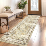 Garvee Vintage Runner Rug 2x6 Hallway Runner Rug Washable Entryway Rug Runner Oriental Floral Print Accent Rug Indoor Soft Floor Mat for Laundry Low Pile Non Slip Bedside Kitchen Runner Rug Beige - Beige