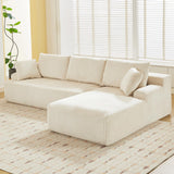 Garvee 106" Modular Sectional Sofa Cloud-Like L-Shaped Couch With Chaise Lounge Convertible Compression Sleeper No Assembly Required Corduroy Fabric for Living Room Bedroom Apartment - Beige