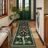 Garvee Tropical Jungle Runner Rug 2x6, Washable Non Slip Kitchen Hallway Rug, Botanical Animal Print Low Pile Carpet for Entryway Laundry Bathroom, Black - Black