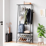 Garvee Coat Rack, 4-In-1 Hall Tree, Entryway Shoe Bench Coat Standwith Metal Frame, 3-Tier Shelf and 10 Hooks for Entryway,Hallway, Bedroom - Black