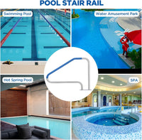 Garvee Pool Handrail 50x36 Pool Rail 304 Stainless Steel Silver Rustproof Pool Stair Rail with Blue Grip Cover Humanized Swimming Pool Railing, Quick Mount Accessories for Pools and Spas