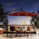 Garvee 10' Solar Lights Offset Patio Umbrella, Cantilever Umbrella with Easy Lift & Tilt Adjustment, 8 Ribs Sun Umbrella UV Protection, Wine Red - Wine Red
