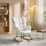 Garvee TeddyVelvet Rocking Armchair, Rocking Teddychair with Bigger Backrest & Pocket, Upholstered Accent Armchair, Modern Glider Rocker Chair for Living Room Bedroom Balcony - Beige