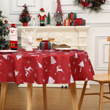 Garvee CAROMO Christmas Table Cloth Rectangle 52x70 Inch, Waterproof Winter Holiday Xmas Deer Tree Kitchen Christmas Table Decorations for Home Dining Party, Square Table Cloth for Indoor Outdoor - Red