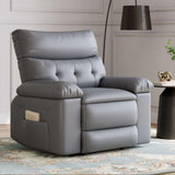 Garvee PU Leather Manual Recliner Chair with Side Pocket, Single Sofa Seat with 1.5X Sponge Comfort Arm and Back for Adults Living Room, Bedroom, Gray - Gray