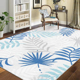 Garvee 8x10 Area Rugs Washable Rugs for Bedroom Boho Throw Rugs Non Slip Living Room Rugs Modern Office Rug Neutral Nursery Rug Farmhouse Floor Cover Tropics Palm Leaves Rug Botanical Area Rug Blue - Blue
