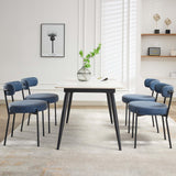 Garvee Mid-Century Dining Chairs Set of 2, Leather Dining Room Chairs, Round Upholstered Chairs with Adjustable Legs - (Blue, Black Leg) - Blue-leather