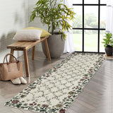 Garvee Floral Irregular Edge Carpet Non Slip Washable Boho Vintage Entry Rug 2x6ft Beige - Beige