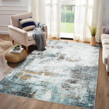 Garvee Abstract Green 10x13 Modern Washable Large Area Rug – Stain-Resistant, Non-Slip, Non-Shedding Low-Pile Carpet for Apartment or Indoor Spaces - Green
