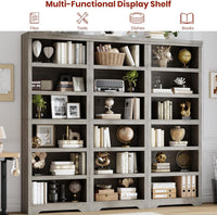 Garvee 6 Tier Bookshelf, 75" Tall Farmhouse Bookcase with Adjustable Shelves, 23.6" W Floor Standing Open Display Storage Rack with Anti-Slip Design for Home Office, Balcony, Library, Study / Living Room, Gray