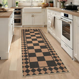 Garvee Modern Home Decor Black Brown Bedroom Frame Rug 2x6 Stain Resistant Hallway Runner - Black & Brown