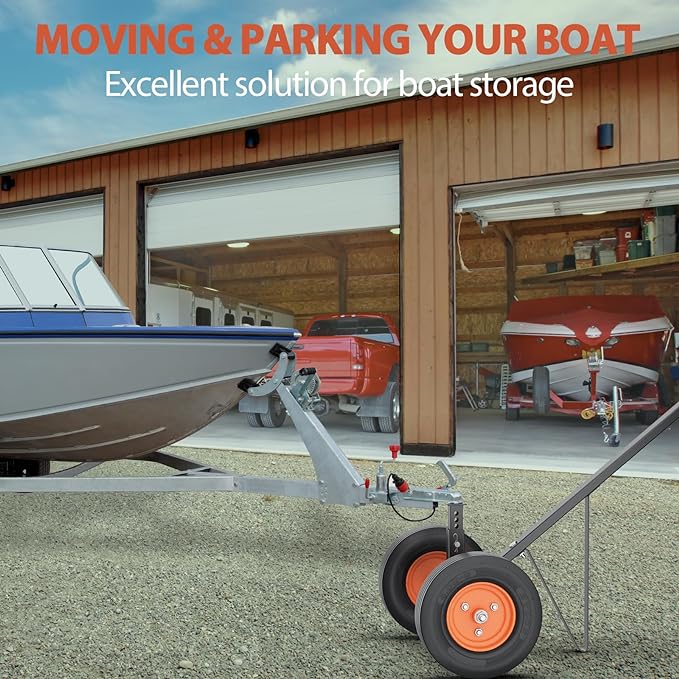 Garvee Trailer Dolly, 600 lbs Tongue Weight Capacity, Carbon Steel Trailer Mover with 16"- 24" Adjustable Height, 1-7/8" Hitch Ball & 10" Crackproof Tires, for Car RV Trailer Boat Moving
